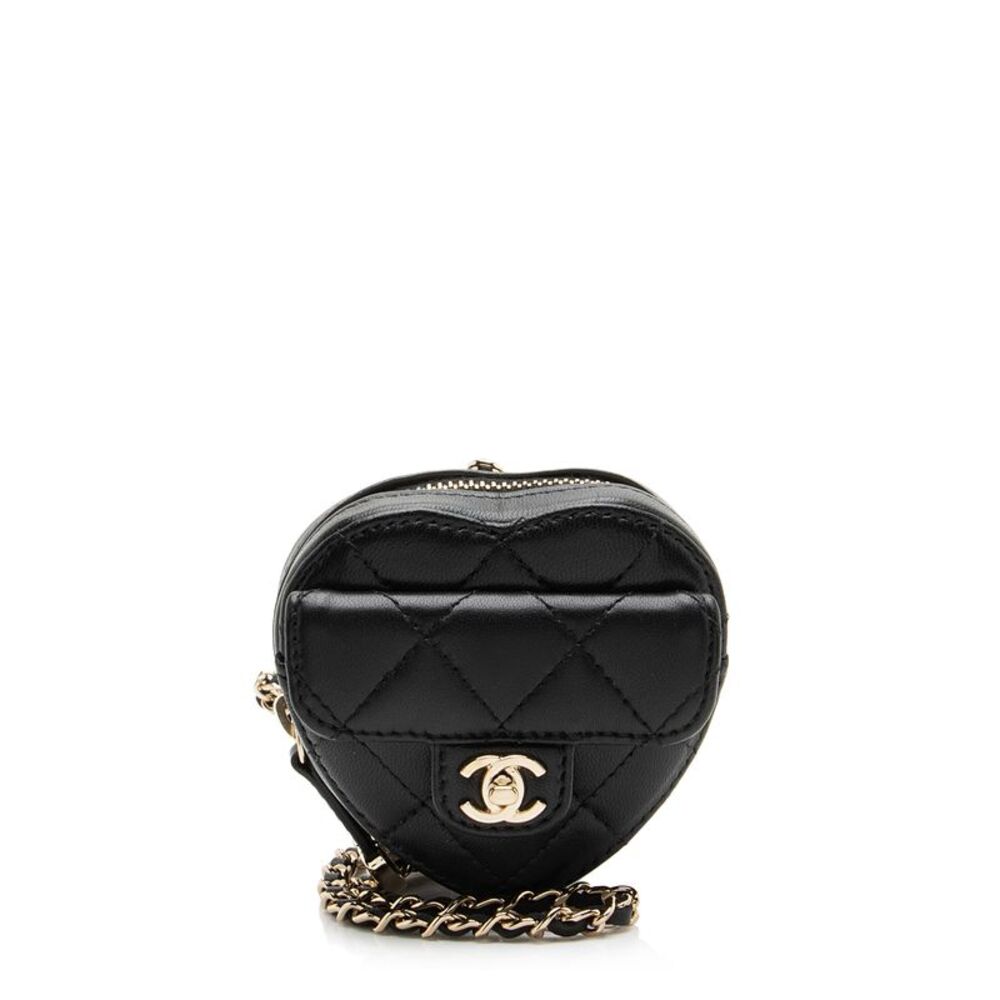 Chanel Lambskin CC In Love Heart Necklace Bag